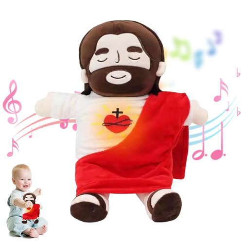 KUWUNG Jesus Atmendes Kuscheltier, 40CM Jesus Kuscheltier mit Atmendes, Musik und Lichtern, Jesus Stofftiere zum Linderung Angstzuständen, Christus Jesus Figur Für Kinder und Erwachsener (4 Gänge von KUWUNG