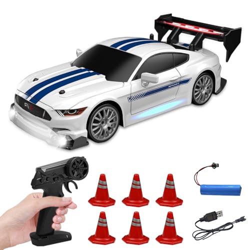 KUWUNG RC Drift Car 1:24 Rennauto Ferngesteuert, Zwei Batterien 2,4GHz 15KM/H Ferngesteuertes Auto, 4WD Fernsteuerung Mini RC Car mit LED-Leuchten für Jungen Mädchen und Erwachsene Geschenk KUWUNG RC Drift Car 1:24 Rennauto Ferngesteuert, Zwei Batterien 2,4GHz 15KM/H Ferngesteuertes Auto, 4WD Fernsteuerung Mini RC Car mit LED-Leuchten für Jungen Mädchen und Erwachsene Geschenk von KUWUNG