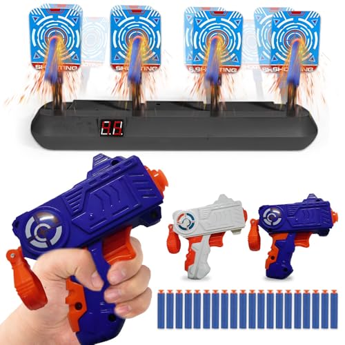 KUWUNG Spielzeug Pistole für Nerf Pistole, Nerf Zielscheibe mit Licht, Auto Reset Target, Digitale Zielscheibe, Schaumstoff Blaster Sets, Geschenke Spielzeug für 6 7 8 9 10 Kinder von KUWUNG