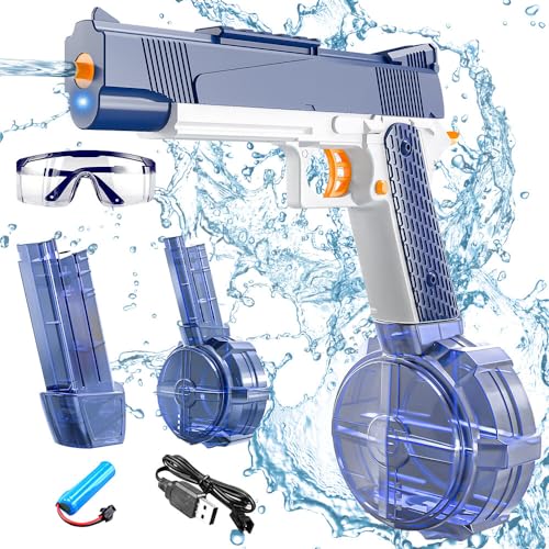 KUWUNG Wasserpistole Elektrisch für Kinder, Automatische Burst Wasserspritzpistolen, 32ft Reichweite Wasserpistolen, Wasserpistole Spielzeug für Erwachsene Kinder für Sommer Schwimmbad Party von KUWUNG