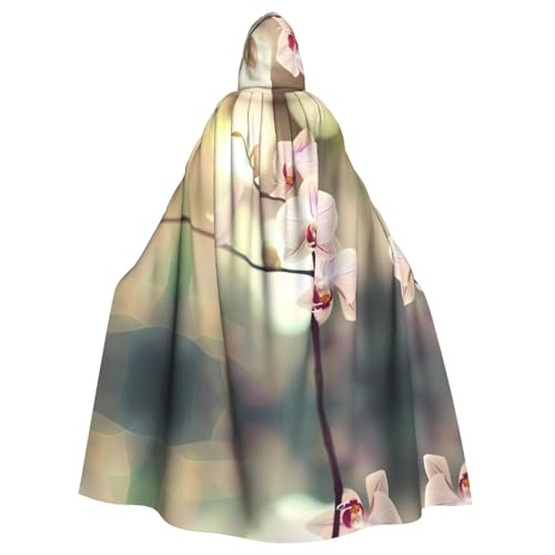 KVCBUYK An orchid Prints Halloween Adult Hooded Cloak for Parties and Costumes with Bow Tie and Super Large Hood von KVCBUYK