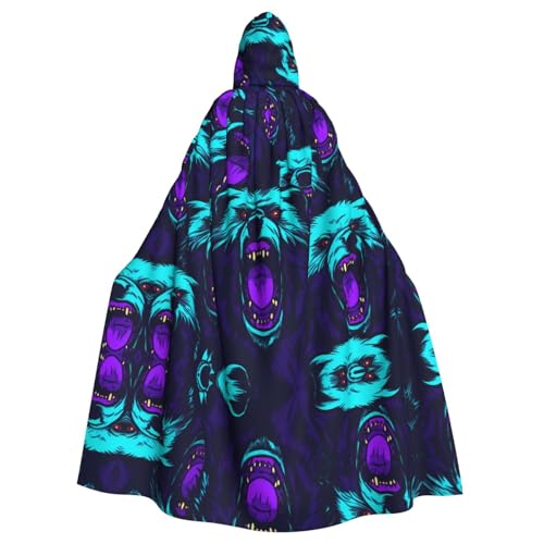 KVCBUYK Bunch of Roaring Bears Prints Halloween Adult Hooded Cloak for Parties and Costumes with Bow Tie and Super Large Hood von KVCBUYK