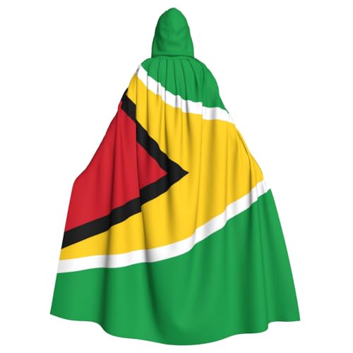 KVCBUYK Flagge von Guyana Prints Halloween Erwachsene Kapuzenumhang für Partys und Kostüme mit Fliege und super großer Kapuze von KVCBUYK