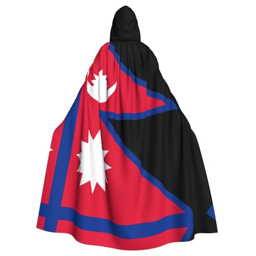 KVCBUYK Flagge von Nepal Prints Halloween Erwachsene Kapuzenumhang für Partys und Kostüme mit Fliege und super großer Kapuze von KVCBUYK