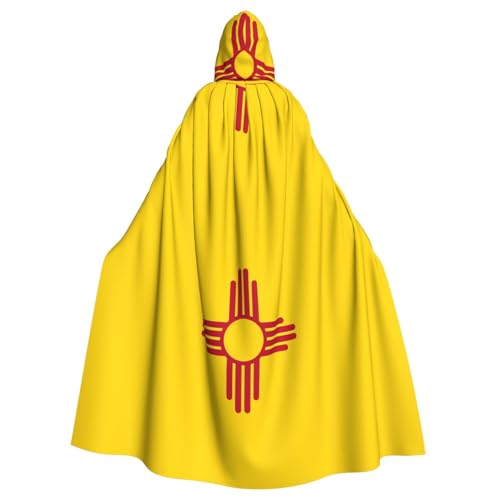 KVCBUYK Flagge von New Mexico Prints Halloween Erwachsene Kapuzenumhang für Partys und Kostüme mit Fliege und super großer Kapuze von KVCBUYK