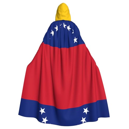 KVCBUYK Flagge von Venezuela Prints Halloween Erwachsene Kapuzenumhang für Partys und Kostüme mit Fliege und super großer Kapuze von KVCBUYK