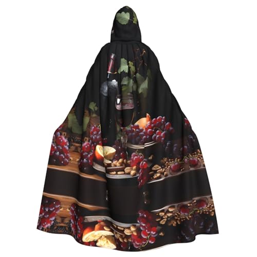 KVCBUYK Fruits and Wines Prints Halloween Adult Hooded Cloak for Parties and Costumes with Bow Tie and Super Large Hood von KVCBUYK