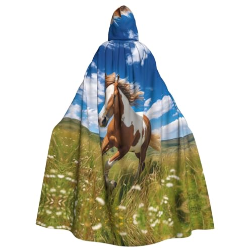 KVCBUYK Horses on the Prairie Prints Halloween Adult Hooded Cloak for Parties and Costumes with Bow Tie and Super Large Hood von KVCBUYK