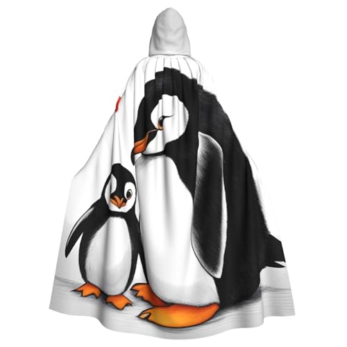 KVCBUYK I Love Penguins Prints Halloween Erwachsene Kapuzenumhang für Partys und Kostüme mit Fliege und super großer Kapuze von KVCBUYK