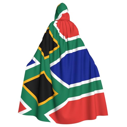 KVCBUYK Kapuzenumhang mit Südafrika-Flagge, für Erwachsene, für Partys und Kostüme, mit Fliege und super großer Kapuze von KVCBUYK