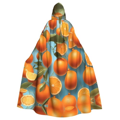 KVCBUYK Many Delicious Oranges Prints Halloween Adult Hooded Cloak for Parties and Costumes with Bow Tie and Super Large Hood von KVCBUYK