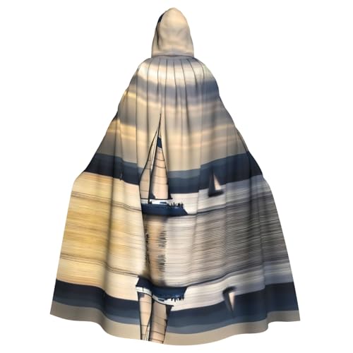 KVCBUYK Smooth Sailing Prints Halloween Adult Hooded Cloak for Parties and Costumes with Bow Tie and Super Large Hood von KVCBUYK