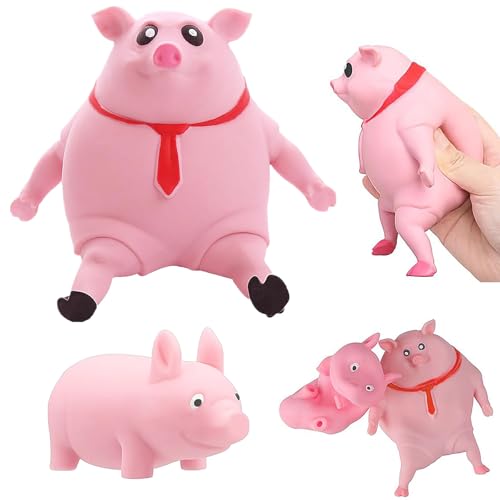 Anti Stress Schwein, Anti Stress Spielzeug, 2 Stück Rosa Stress Schwein, Supersoft Schwein Quetsch Spielzeug, Kreatives Fidget Toys, Piggy Stressabbau Spielzeug, Squeeze Toy Für Erwachsene und Kinder von KVGBNT