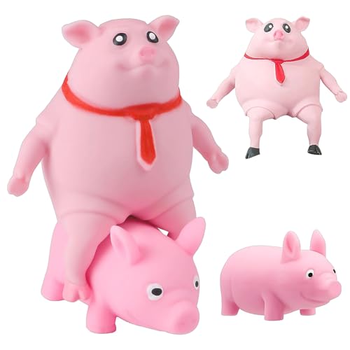 Anti Stress Schwein, Anti Stress Spielzeug, 2 Stück Rosa Stress Schwein, Supersoft Schwein Quetsch Spielzeug, Kreatives Fidget Toys, Piggy Stressabbau Spielzeug, Squeeze Toy Für Erwachsene und Kinder von KVGBNT