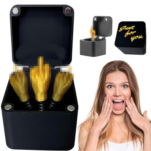 KVGBNT Mittelfinger Box, Mittelfinger Geschenk, 1.96Zoll*1.96Zoll Geschenkbox Mit Deckel Mittelfinger Prank, für Büro und Wohnkultur Fun Prank Gift(Schwarzes Quadrat) von KVGBNT