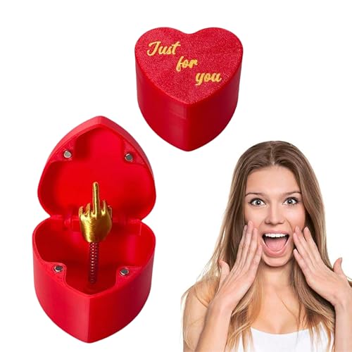 KVGBNT Mittelfinger Box, Mittelfinger Geschenk, Herzförmige Schachtel Geschenkbox Mit Deckel Mittelfinger Prank, für Büro und Wohnkultur Fun Prank Gift, (Rot) von KVGBNT