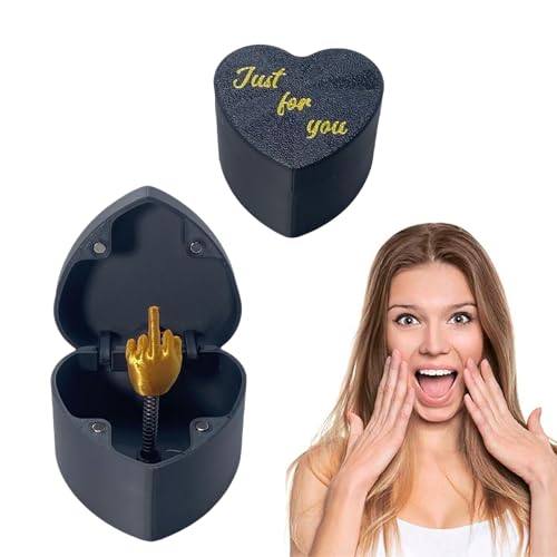 KVGBNT Mittelfinger Box, Mittelfinger Geschenk, Herzförmige Schachtel Geschenkbox Mit Deckel Mittelfinger Prank, für Büro und Wohnkultur Fun Prank Gift, (Schwarz) von KVGBNT