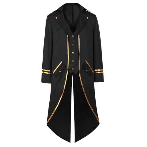 Herren Gothic Mittelalterlich Steampunk Frack Vintage Viktorianisch Piraten Jacke Hoher Kragen Mantel Halloween Kostüm von KWCLTH