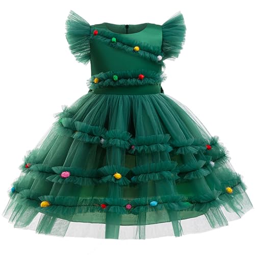 KWCLTH Christmas Tree Costume Dark Green Dress Little Gown With Colourful Balls Fashion Elegant Christmas Costumes von KWCLTH