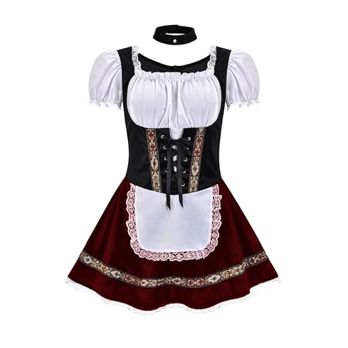 KWCLTH Damen Traditionelle Elegante Kleider Deutsches Oktoberfest Enge Kordelkleider Bayerisches Bier Outfit von KWCLTH