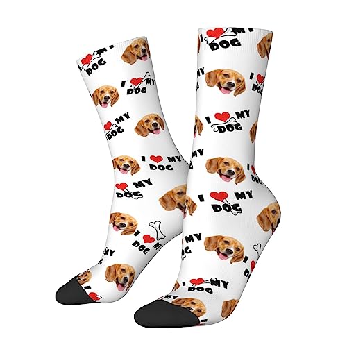 KWCLTH Weihnachten benutzerdefinierte Gesicht/Haustier Foto druckt Clashing Mode Mid Calf Socken personalisierte Geschenke von KWCLTH