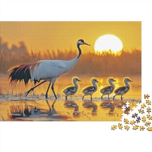 A Family of Rot-Crowned Cranes Rätsel Für Erwachsene |Sonnenuntergang Background| 1000pcs (75x50cm) Puzzles Lernspiele Home Decor Puzzles von KWFYBEHZ