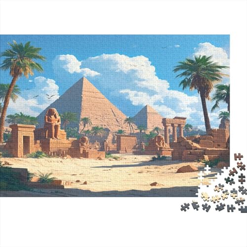 Ägyptische Monumente,Puzzles Towering Pyramideen Gemusterte Nachhaltige Puzzles Für Erwachsene Hochwertige Holzspielpuzzles 1000pcs (75x50cm) von KWFYBEHZ