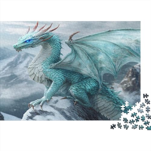 Aquamarine Drache Rätsel Für Erwachsene |Schneebedeckte Bergspitze| 1000pcs (75x50cm) Puzzles Lernspiele Home Decor Puzzles von KWFYBEHZ