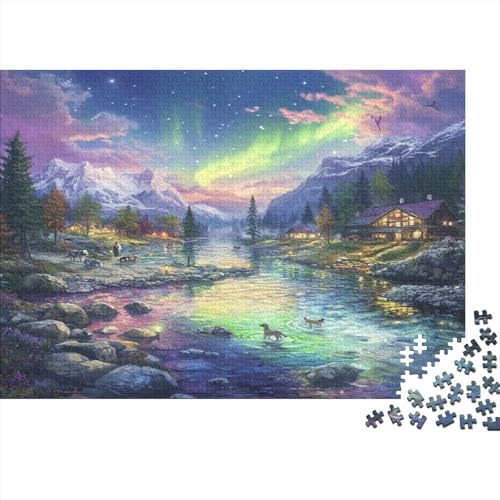 Aurora Puzzle 1000pcs (75x50cm) Erwachsene River Hund House Puzzle Erwachsene Geschicklichkeitsspiel Für Die Ganze Familie von KWFYBEHZ