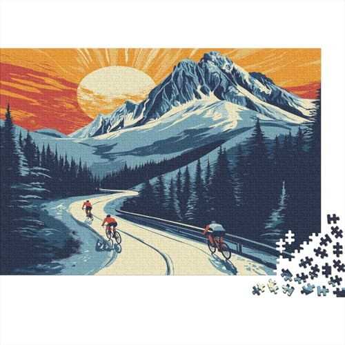 Berge, kurvenreiche und steile Straßen - Radfahrer 1000pcs (75x50cm) Puzzles, Schwieriges Rätsel,Geschicklichkeitsspiele Für Die Ganze Familie von KWFYBEHZ