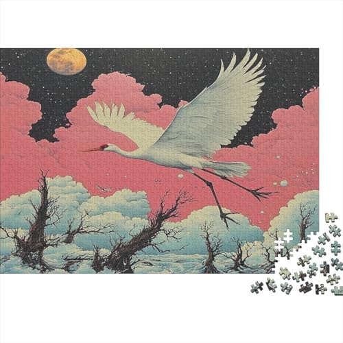 Bird 1000pcs (75x50cm) Puzzle Für Erwachsene Mond Dead Baum Rätsel,Schwieriges Rätsel,DIY Geschicklichkeitsspiele Für Die Ganze Familie von KWFYBEHZ