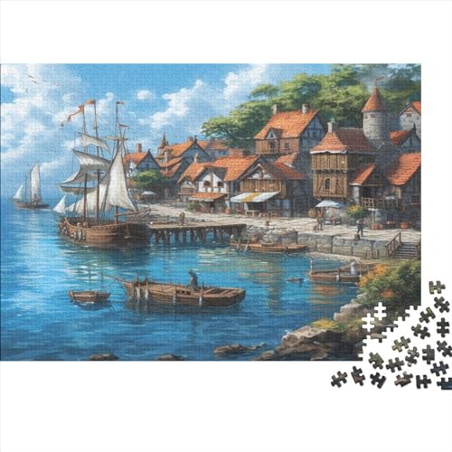 Coastal Hafen Town Rätsel Für Erwachsene |Gebäude| 1000pcs (75x50cm) Puzzles Lernspiele Home Decor Puzzles von KWFYBEHZ