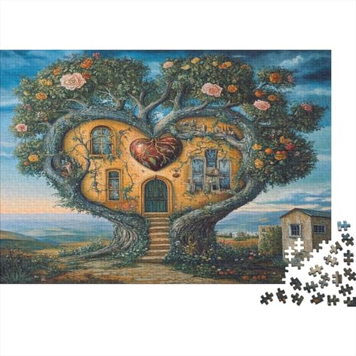 DIY Puzzles 1000pcs (75x50cm) Für Erwachsene Baum des Lebens-Heart Puzzles Für Erwachsene Puzzle-Lernspiele Formiges Haus von KWFYBEHZ