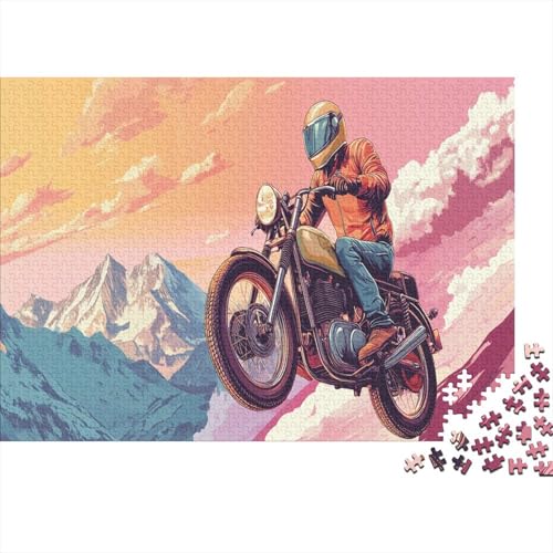 DIY Puzzles 1000pcs (75x50cm) Für Erwachsene Retro-Motorrad - Fahrer in Helmet Puzzles Für Erwachsene Puzzle-Lernspiele von KWFYBEHZ