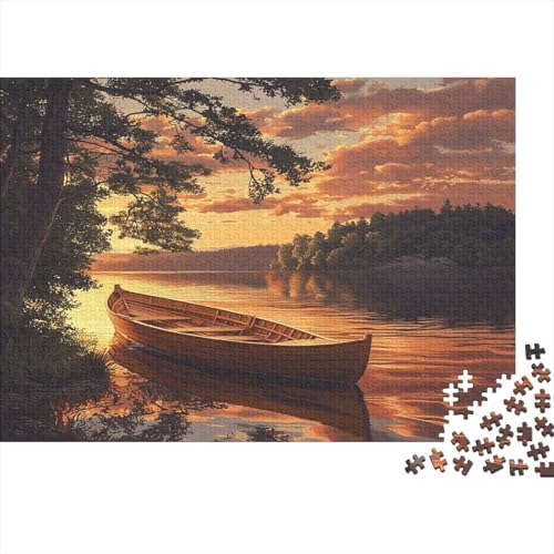 DIY Puzzles 1000pcs (75x50cm) Für Erwachsene Ruhiger See Puzzles Für Erwachsene Puzzle-Lernspiele Treibendes Holzboot von KWFYBEHZ