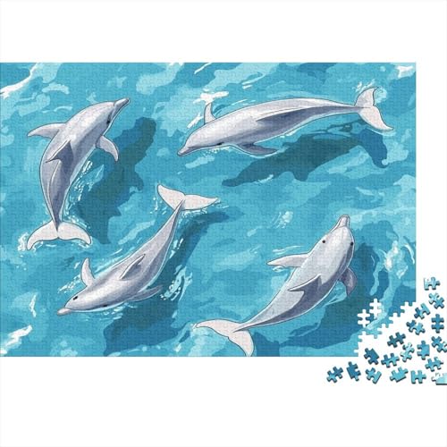 Dolphin in Blau Wasser 1000pcs (75x50cm) Puzzles,Cartoon Schwieriges Rätsel,Geschicklichkeitsspiele Für Die Ganze Familie von KWFYBEHZ