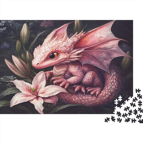 Drache 1000pcs (75x50cm) Puzzle Für Erwachsene Rosa Lilie Rätsel,Schwieriges Rätsel,DIY Geschicklichkeitsspiele Für Die Ganze Familie von KWFYBEHZ