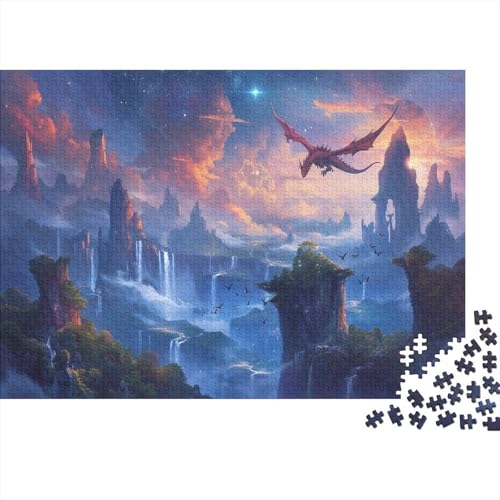 Drache Flying Rätsel Für Erwachsene |Wasserfall| Familienspaß-Puzzles 1000pcs (75x50cm) Erwachsene von KWFYBEHZ