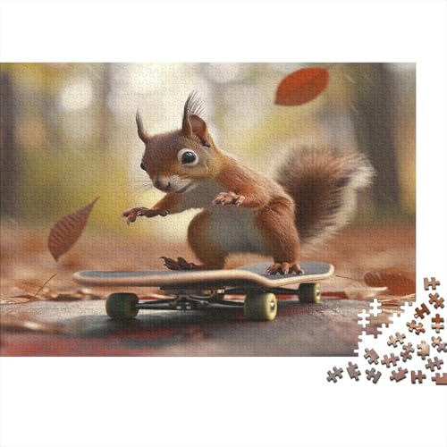 Eichhörnchen,Puzzles Skateboard Gemusterte Nachhaltige Puzzles Für Erwachsene Hochwertige Holzspielpuzzles 1000pcs (75x50cm) von KWFYBEHZ