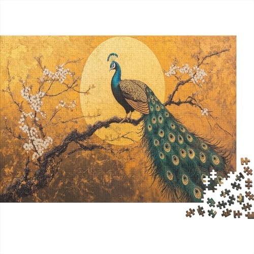 Elegant Pfau 1000pcs (75x50cm) Puzzles,Blühende Zweige Schwieriges Rätsel,Geschicklichkeitsspiele Für Die Ganze Familie von KWFYBEHZ