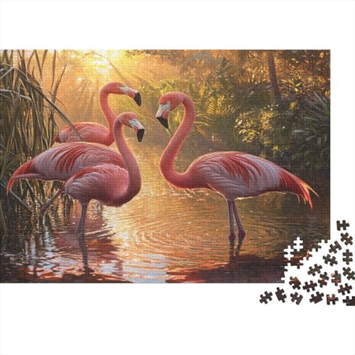 Flamingo,Puzzles DeliKatzee Reeds and Lush Vegetation Gemusterte Nachhaltige Puzzles Für Erwachsene Hochwertige Holzspielpuzzles 1000pcs (75x50cm) von KWFYBEHZ