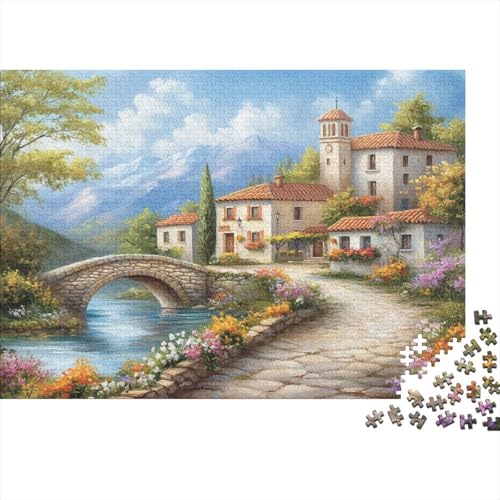 Fluss und Berge 1000pcs (75x50cm) Puzzles Für Erwachsene Dorf Feine Mehrfarbige Puzzles,Gedulds- Und Reflexionsspiele von KWFYBEHZ