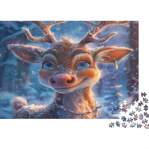 Funny Rentier Rätsel Für Erwachsene |Winter Wald| 1000pcs (75x50cm) Puzzles Lernspiele Home Decor Puzzles von KWFYBEHZ