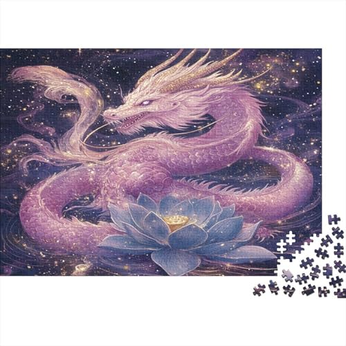 Geheimnisvoller rosa Drache Puzzle 1000pcs (75x50cm) Erwachsene Kosmische Sterne, Blauer Lotus Puzzle Erwachsene Geschicklichkeitsspiel Für Die Ganze Familie von KWFYBEHZ