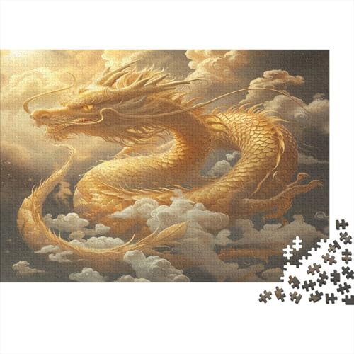 Golden Drache,Puzzles Tier Gemusterte Nachhaltige Puzzles Für Erwachsene Hochwertige Holzspielpuzzles 1000pcs (75x50cm) von KWFYBEHZ