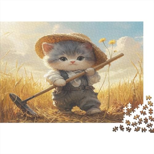 Graues Kätzchen 1000pcs (75x50cm) Puzzle Für Erwachsene Goldener Reis Field Rätsel,Schwieriges Rätsel,DIY Geschicklichkeitsspiele Für Die Ganze Familie von KWFYBEHZ