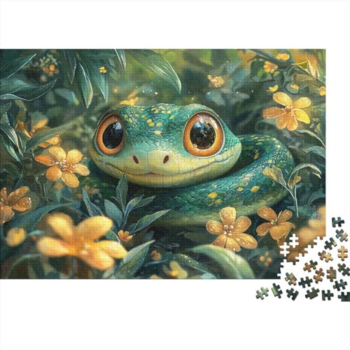 Green Schlange 1000pcs (75x50cm) Puzzles,Big Augen Smiling Face Schwieriges Rätsel,Geschicklichkeitsspiele Für Die Ganze Familie von KWFYBEHZ