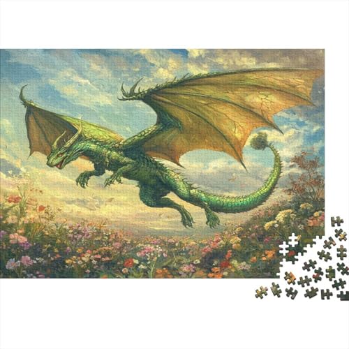 Green Three-Headed Drache-Blume Field Puzzle 1000pcs (75x50cm) Erwachsene Puzzle Erwachsene Geschicklichkeitsspiel Für Die Ganze Familie von KWFYBEHZ