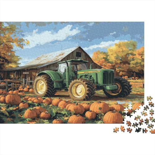 Green Traktor 1000pcs (75x50cm) Erwachsenenpuzzle - Rustic Herbst Scene Erwachsenenpuzzle DIY-Puzzlespielzeug von KWFYBEHZ