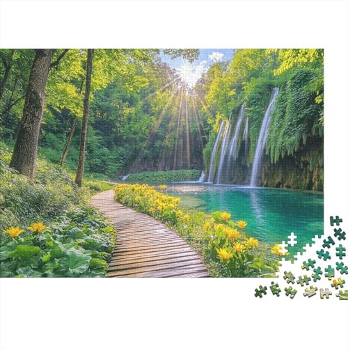 Grüner Wald 1000pcs (75x50cm) Erwachsenenpuzzle - Lake Wasserfall Erwachsenenpuzzle DIY-Puzzlespielzeug von KWFYBEHZ